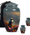 Artistic Puffin Bird Keepsake Urns - Colorful Floral Ashes Urn For Mom