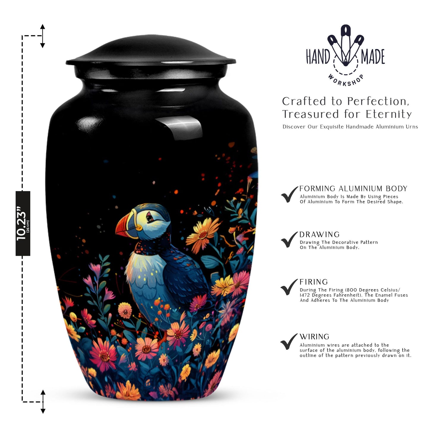10-inch Classic Puffin Bird Urn