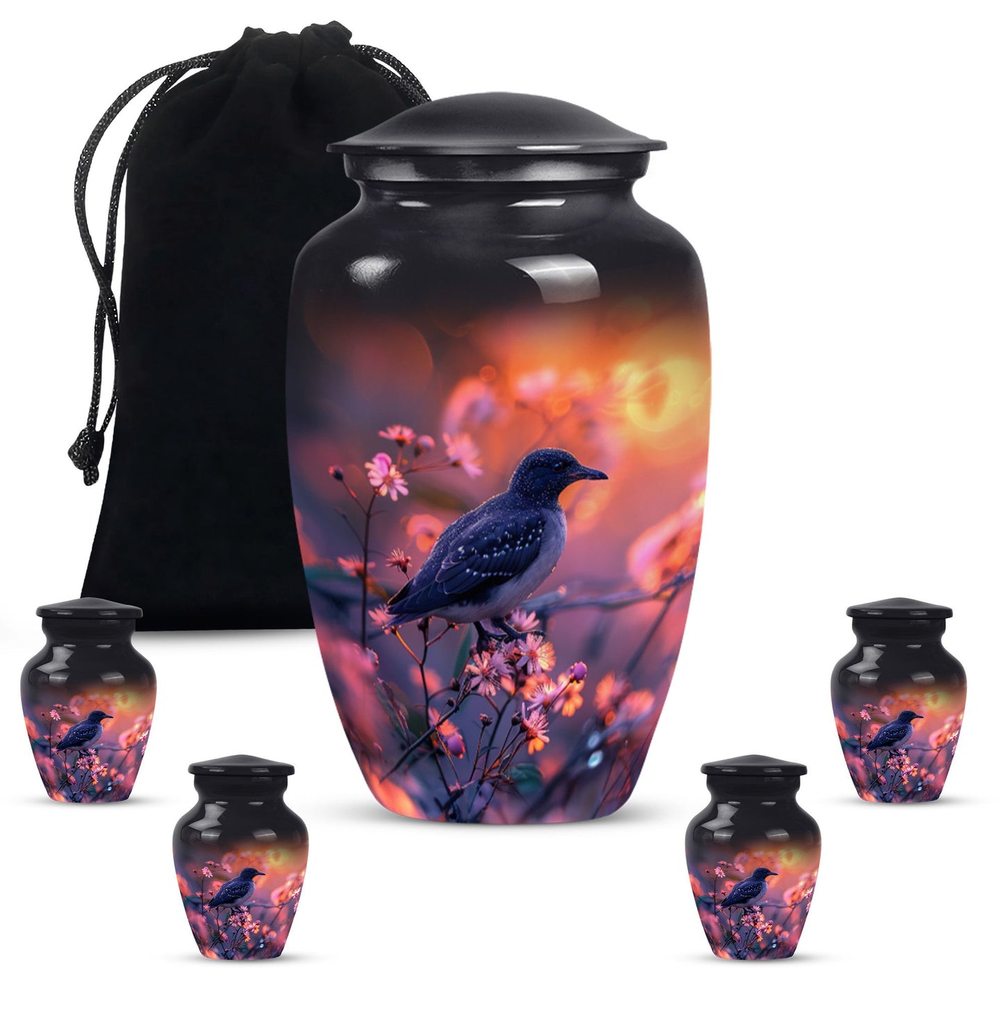 Pink Personalized Bird Cremation Urn for Human Ashes - 10-inch, 200 cu in - Yatskia