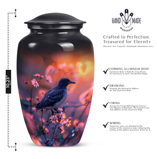 Classic 10-inch Puffin Bird-themed urn for burial ashes