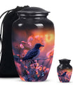 Solitary Bird Urn For Cremation Ashes - Pink Floral Urn For Funeral