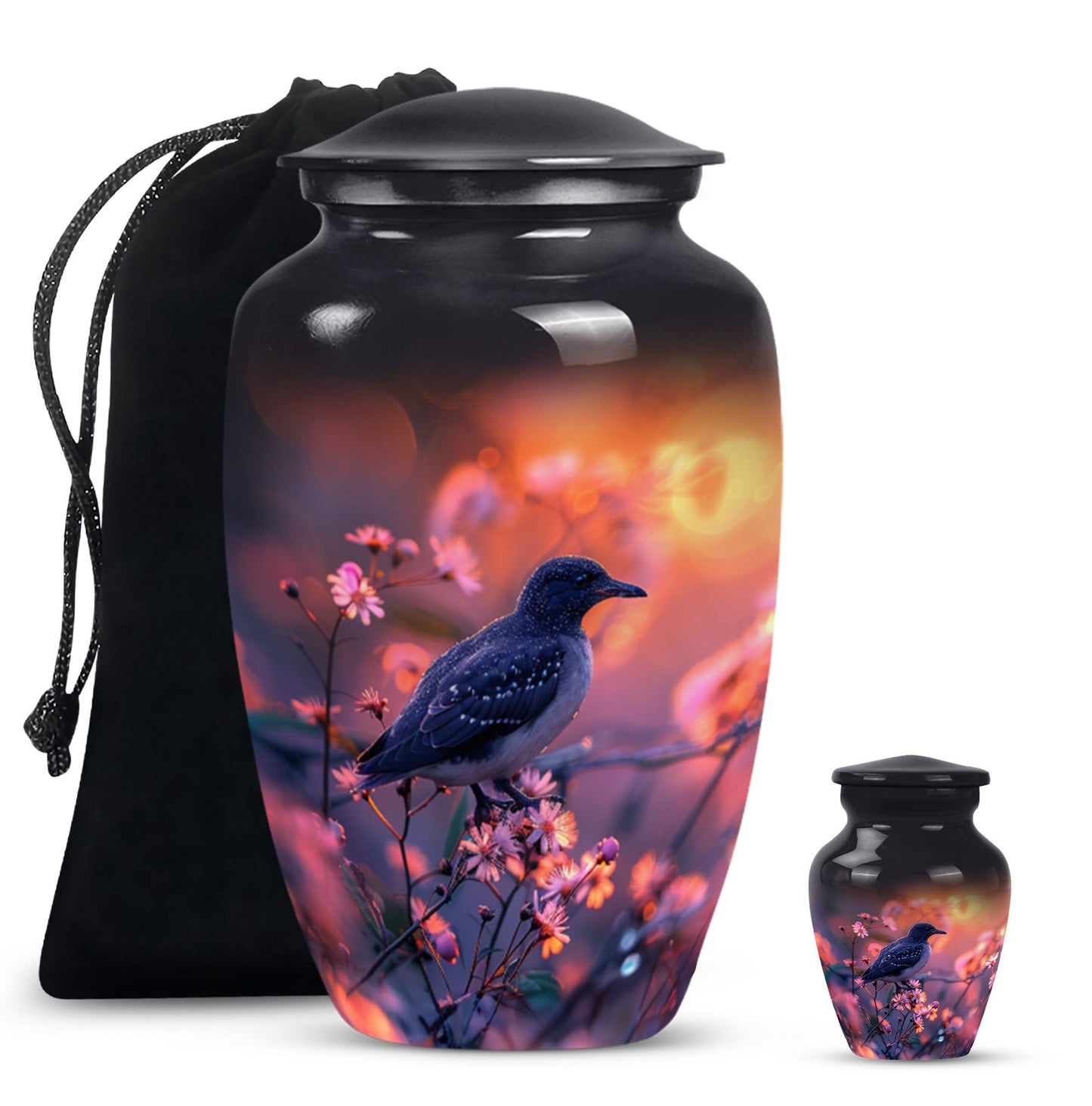 Pink Personalized Bird Cremation Urn for Human Ashes - 10-inch, 200 cu in - Yatskia