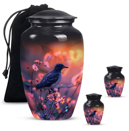 Pink Personalized Bird Cremation Urn for Human Ashes - 10-inch, 200 cu in - Yatskia