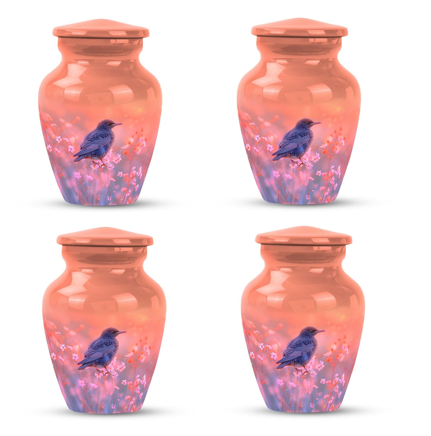 Pink Personalized Bird Cremation Urn for Women - 10-inch, 200 cu in - Yatskia