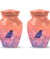 Solitary Bird Memorial Ashes Urn For Women - Pink Cremation Urn For Female