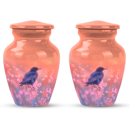 Pink Personalized Bird Cremation Urn for Women - 10-inch, 200 cu in - Yatskia