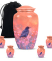 Solitary Bird Memorial Ashes Urn For Women - Pink Cremation Urn For Female