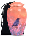 Solitary Bird Memorial Ashes Urn For Women - Pink Cremation Urn For Female