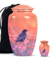 Solitary Bird Memorial Ashes Urn For Women - Pink Cremation Urn For Female