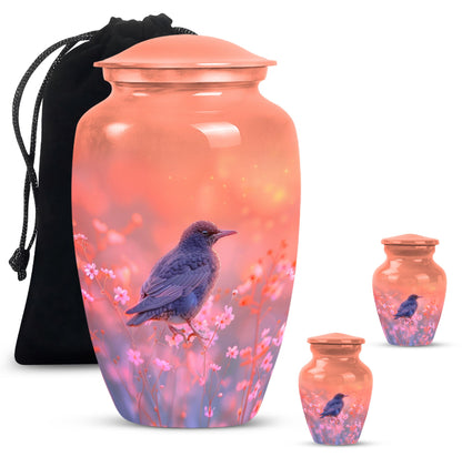 Pink Personalized Bird Cremation Urn for Women - 10-inch, 200 cu in - Yatskia