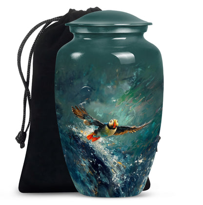 Classic 10-inch Puffin Bird Urn for cremation ashes