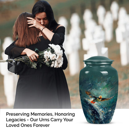 Classic 10-inch Puffin Bird Urn for cremation ashes