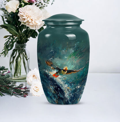 Classic 10-inch Puffin Bird Urn for cremation ashes