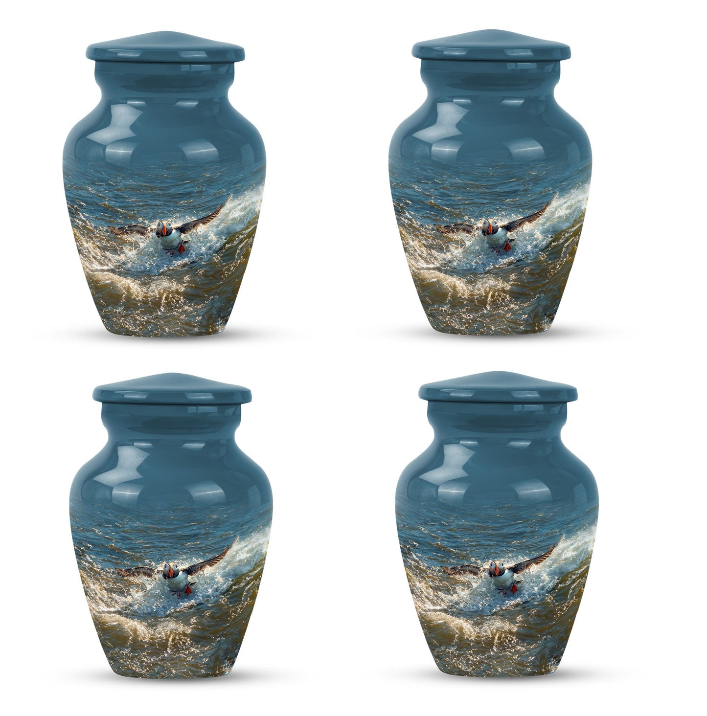 Puffin Bird Theme Aluminium Urn for human ashes