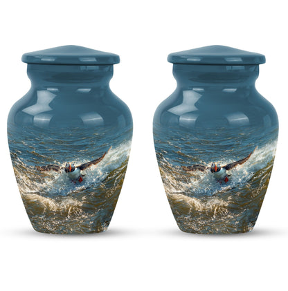 Puffin Bird Theme Aluminium Urn for human ashes