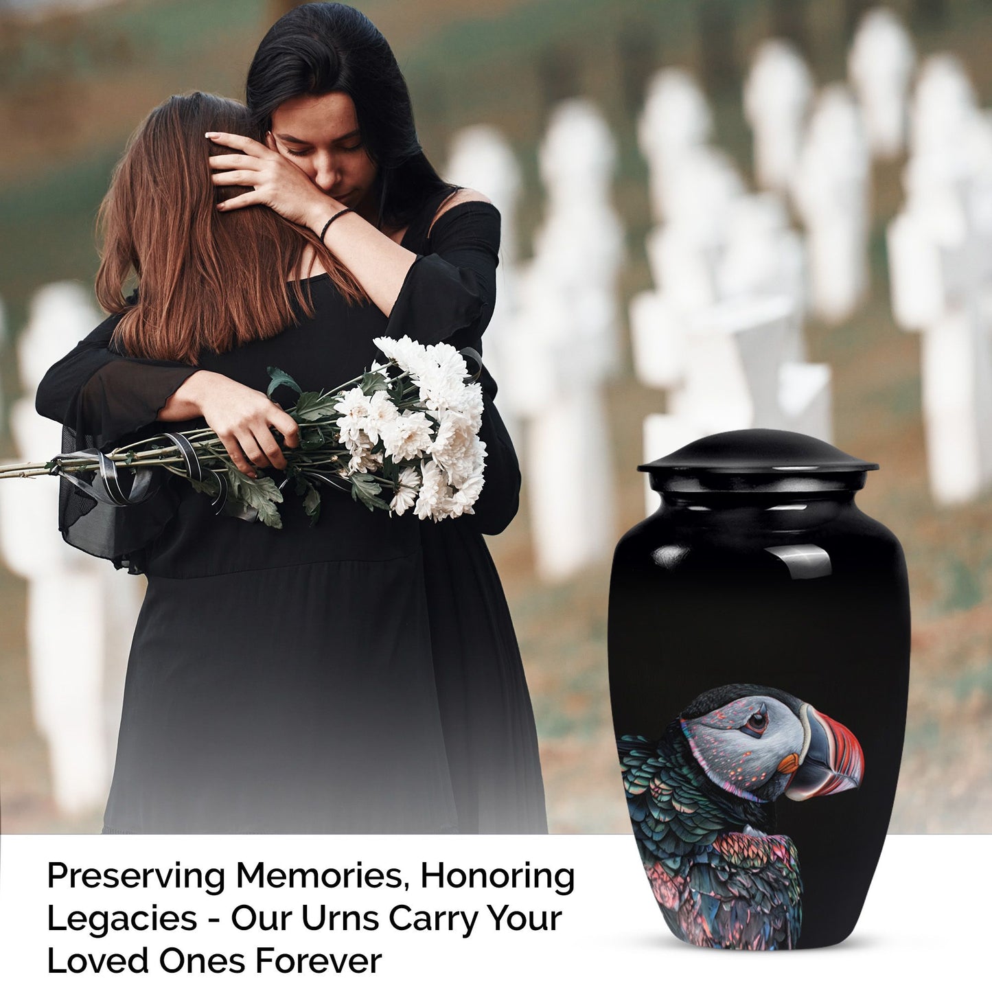 10-inch Puffin Bird themed Classic Urn for mom