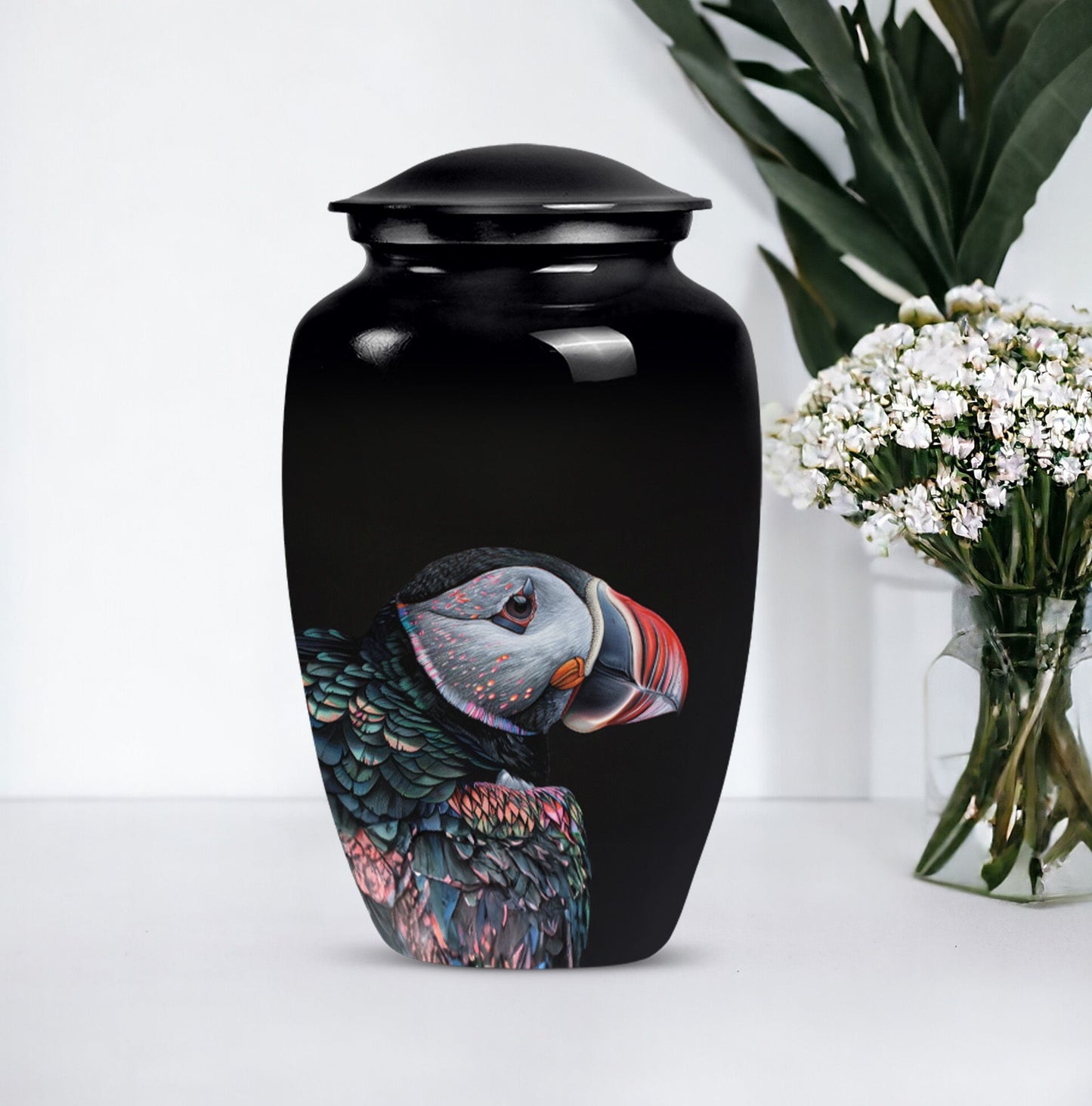 10-inch Puffin Bird themed Classic Urn for mom
