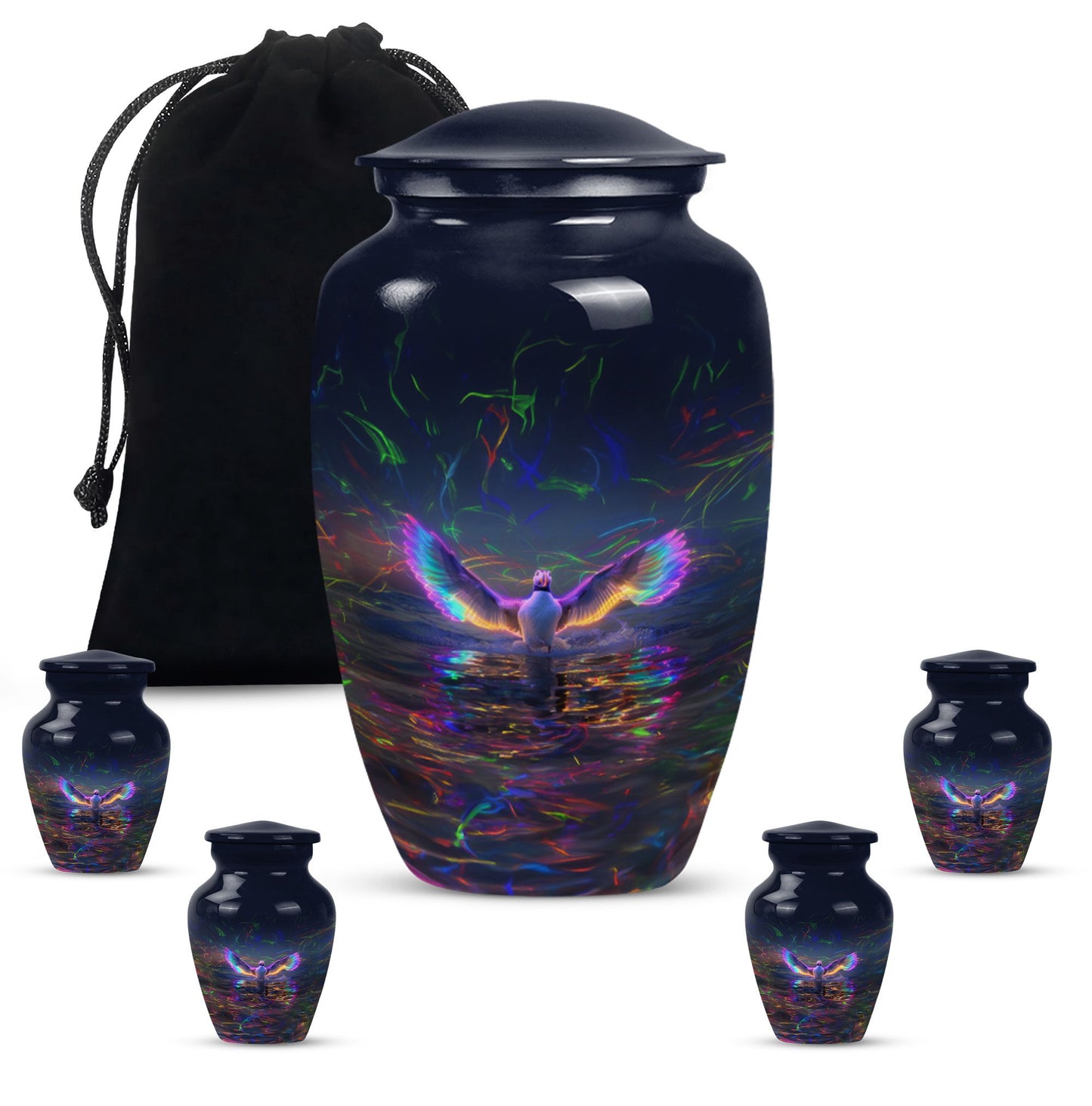Large 10-inch aluminium Puffin Bird Urn