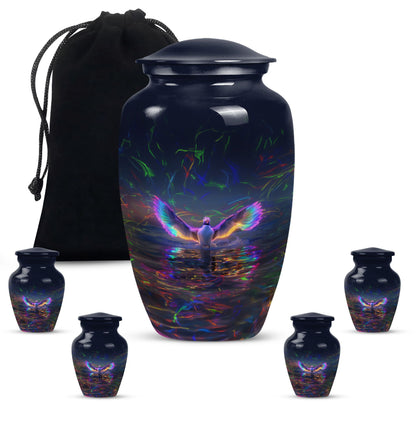 Large 10-inch aluminium Puffin Bird Urn