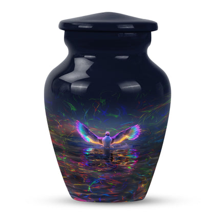 Large 10-inch aluminium Puffin Bird Urn