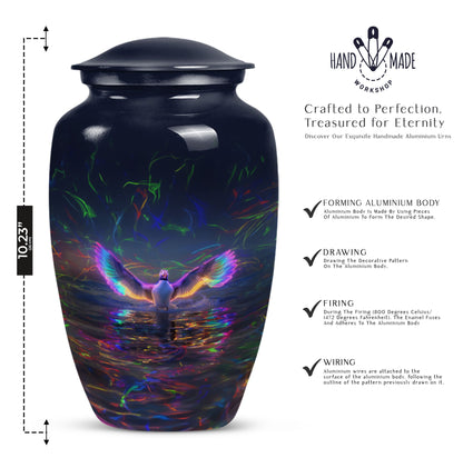 Large 10-inch aluminium Puffin Bird Urn