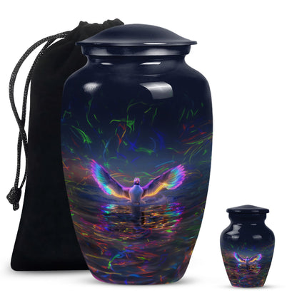 Large 10-inch aluminium Puffin Bird Urn