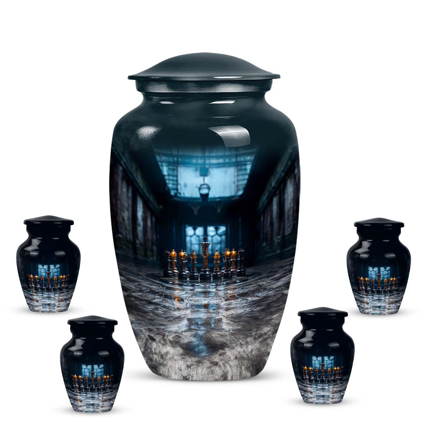 10-inch aluminium Chess Urn for burial