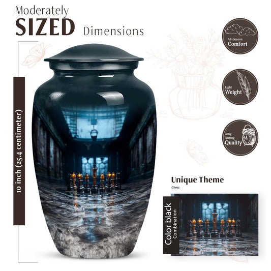 10-inch aluminium Chess Urn for burial