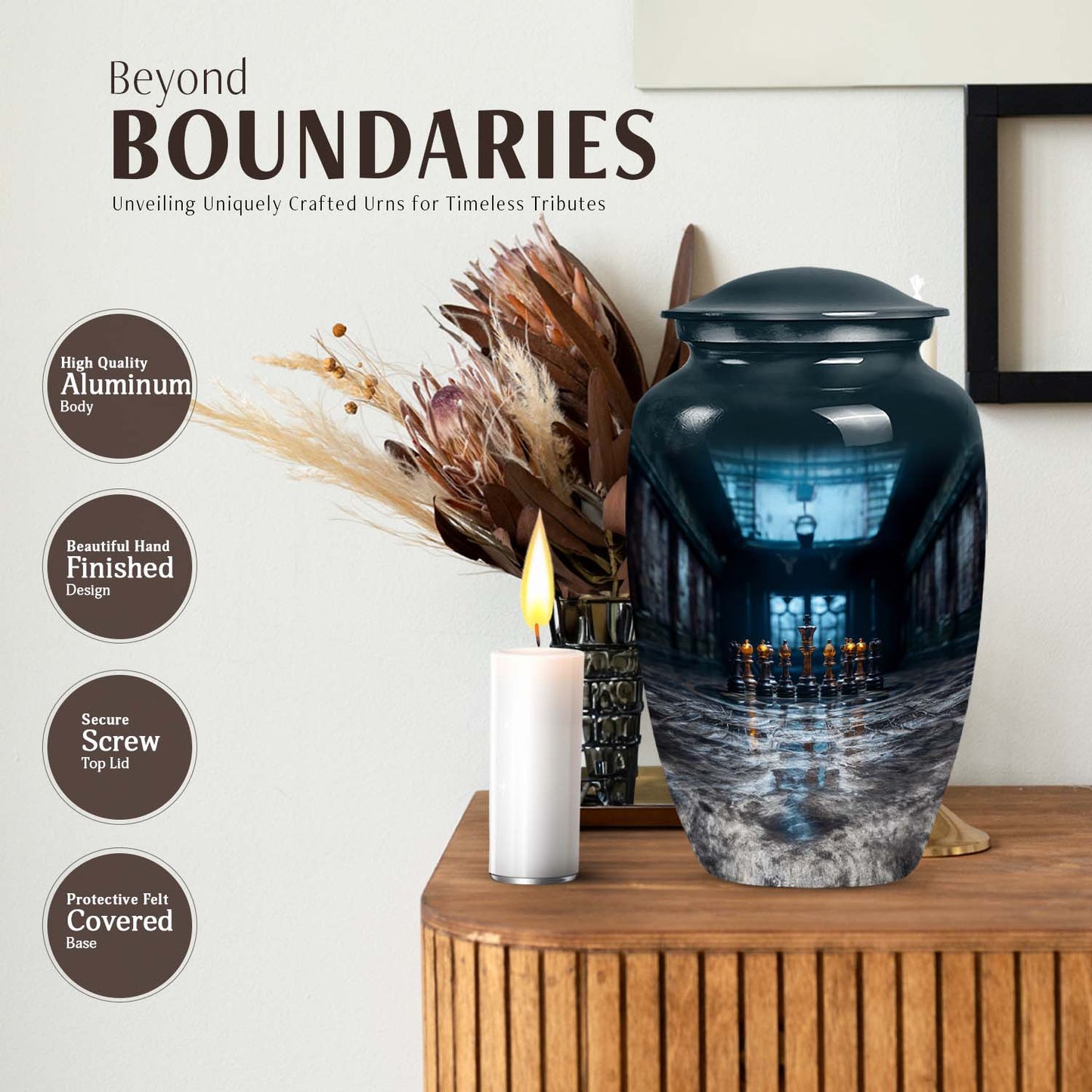 10-inch aluminium Chess Urn for burial