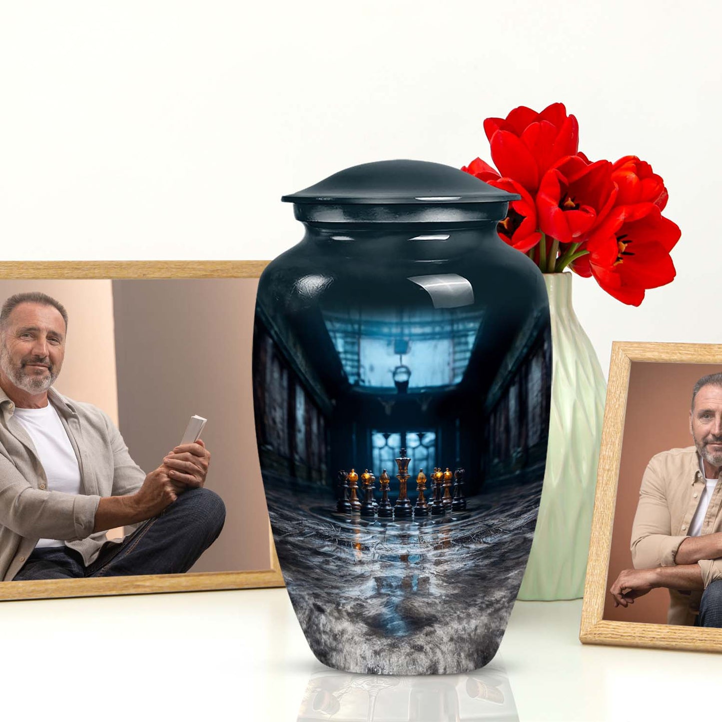 10-inch aluminium Chess Urn for burial