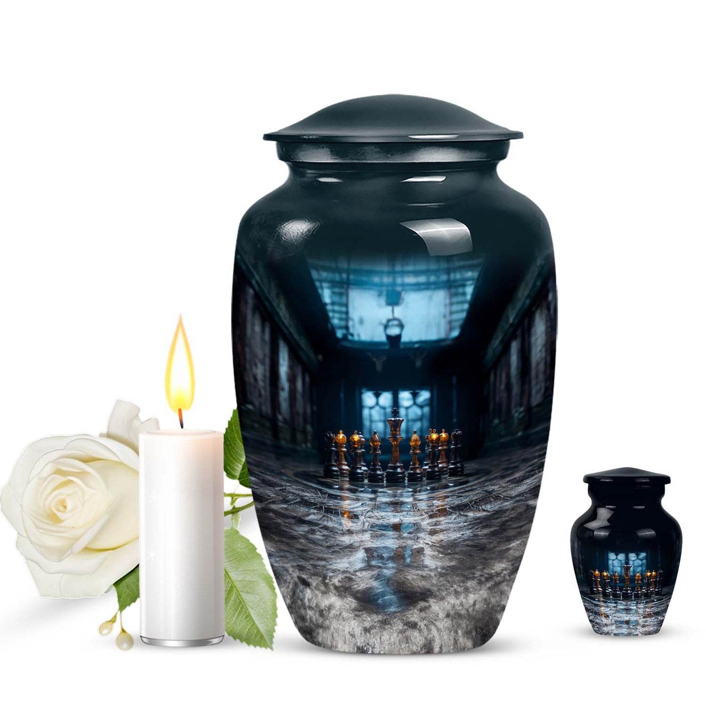 10-inch aluminium Chess Urn for burial