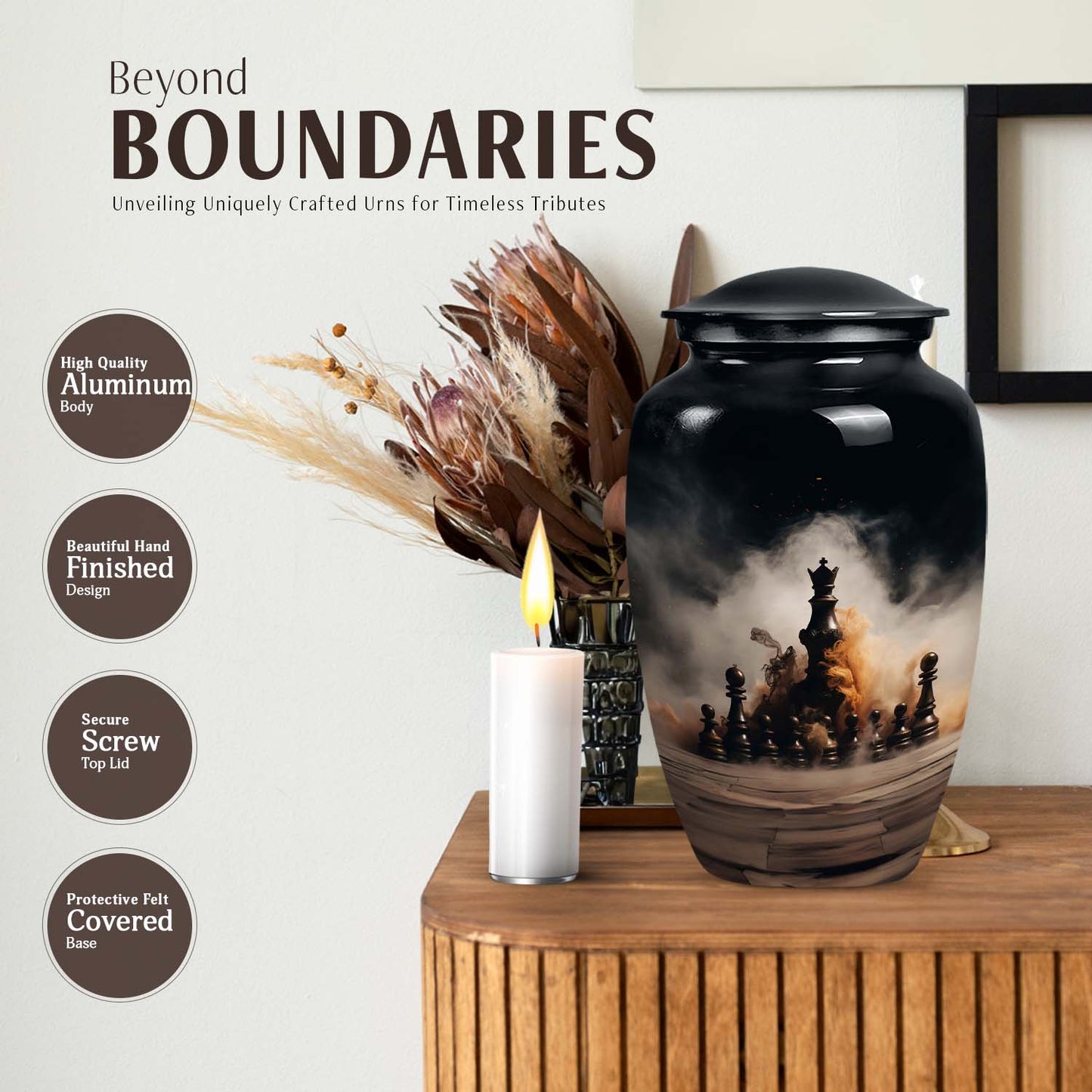 10-inch classic chess urn.