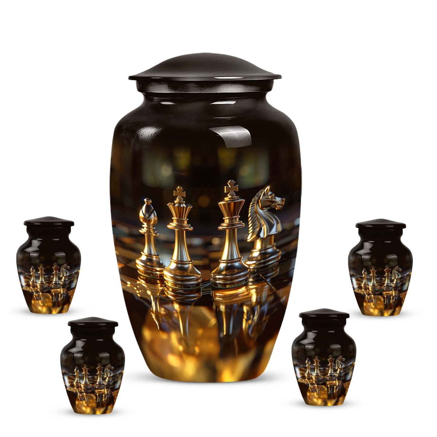 10-inch Chess-themed classic urn for human ashes