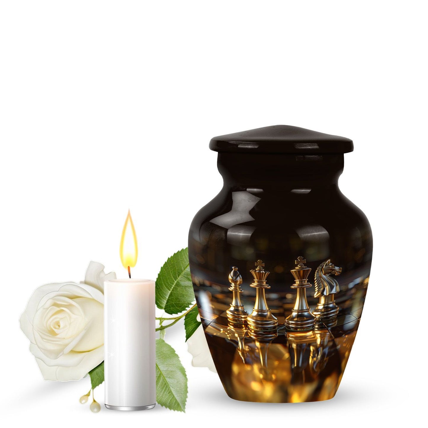 10-inch Chess-themed classic urn for human ashes