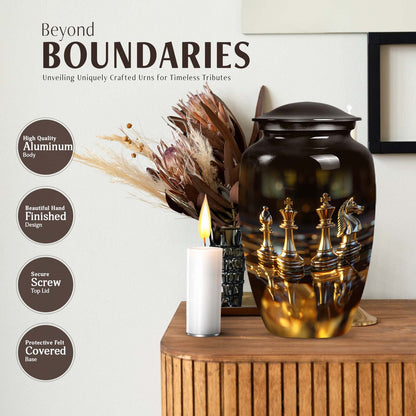 10-inch Chess-themed classic urn for human ashes