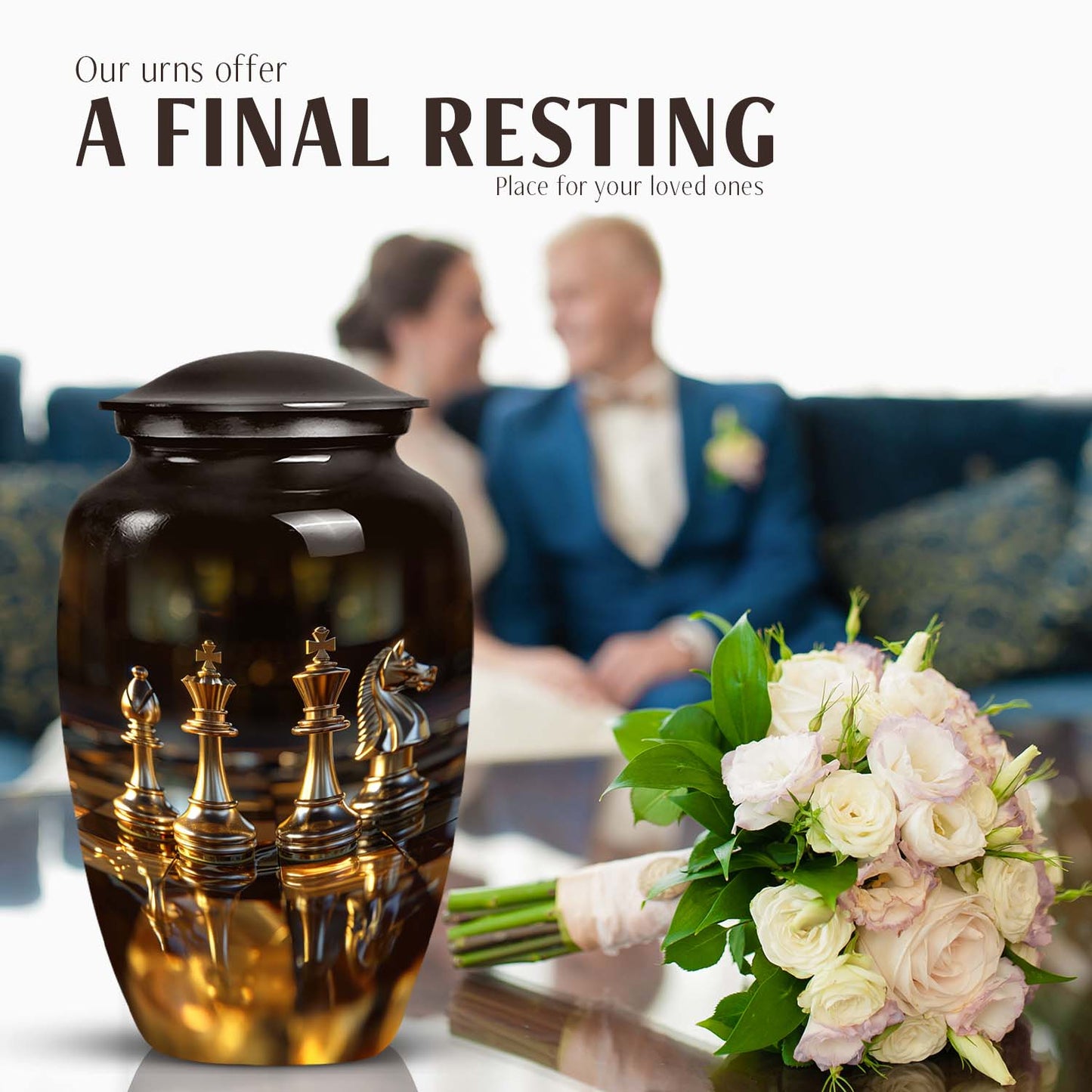 10-inch Chess-themed classic urn for human ashes