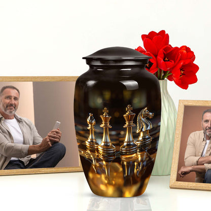 10-inch Chess-themed classic urn for human ashes
