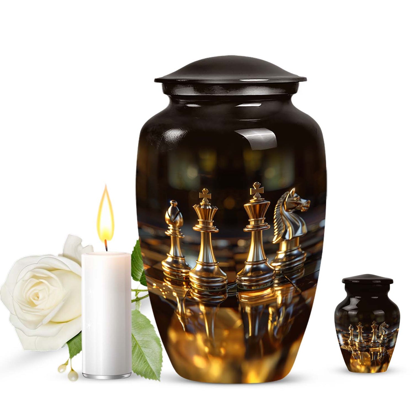 10-inch Chess-themed classic urn for human ashes