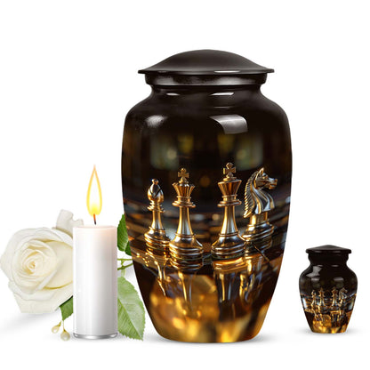 10-inch Chess-themed classic urn for human ashes