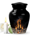 Classic chess-themed 10-inch memorial urn.