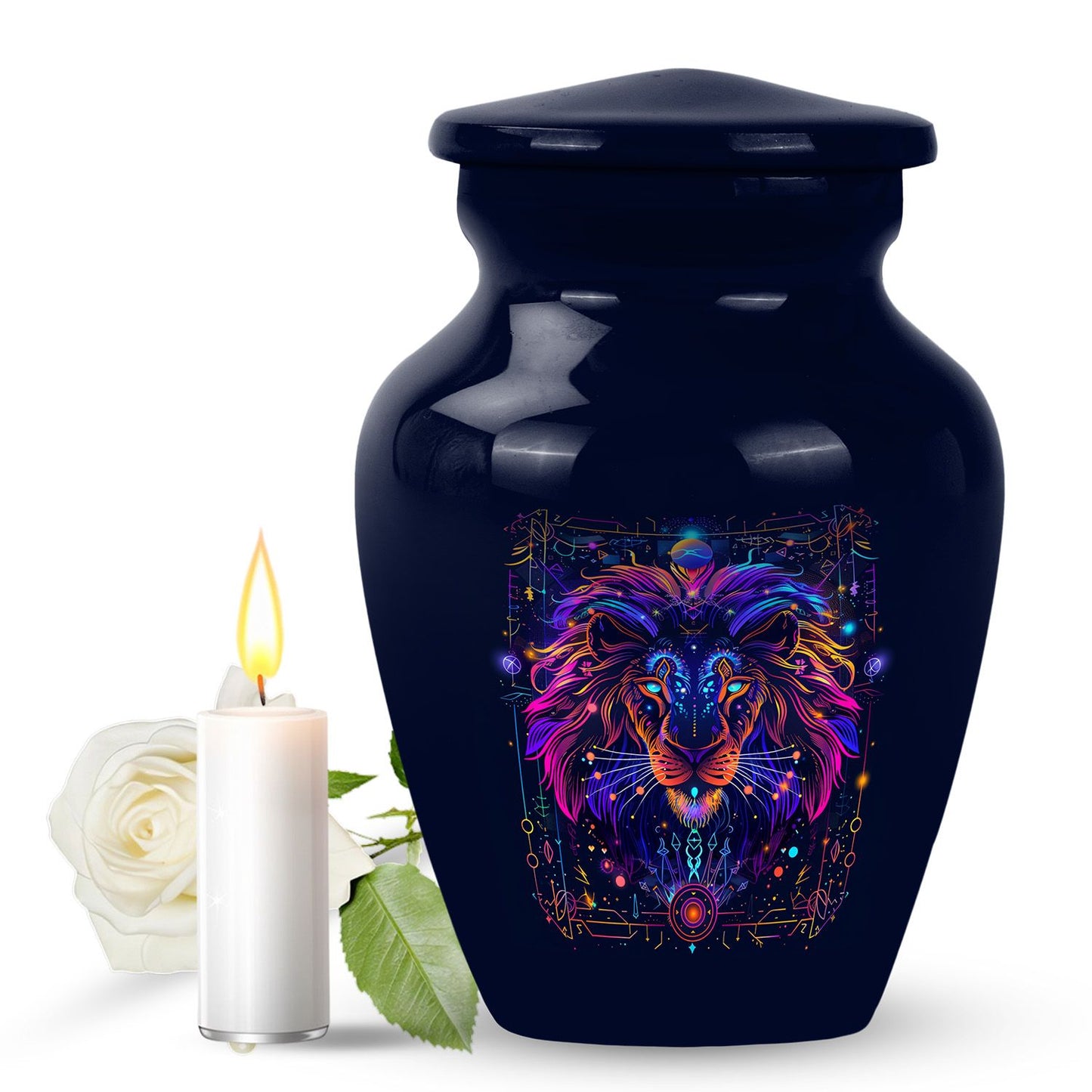Personalized Lion Cremation Urn for Men - 10-inch, 200 cu in - Yatskia