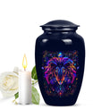 Artistic Lion Cremation Urn For Human Ashes - Neon Lion Art Urn For Men