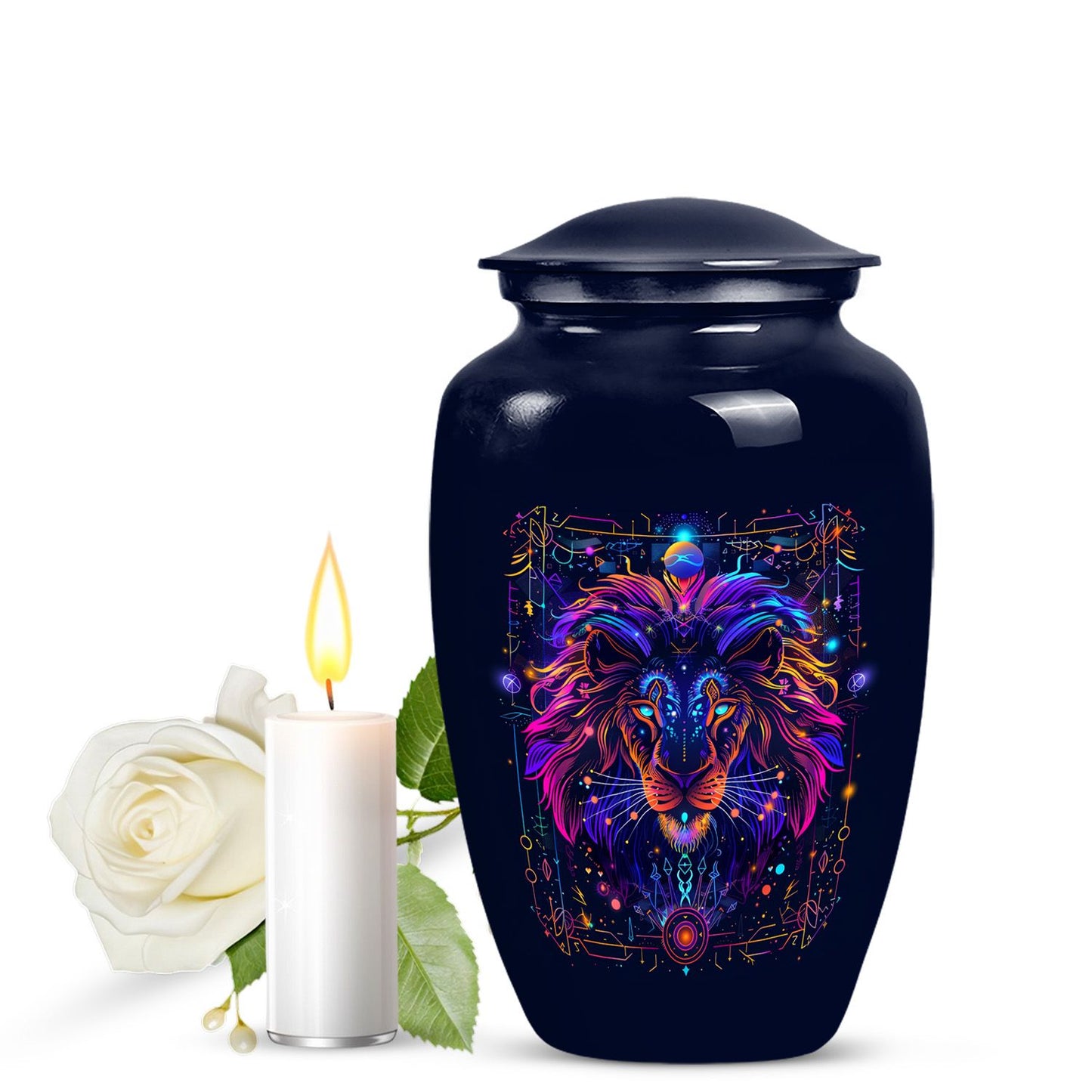 Personalized Lion Cremation Urn for Men - 10-inch, 200 cu in - Yatskia