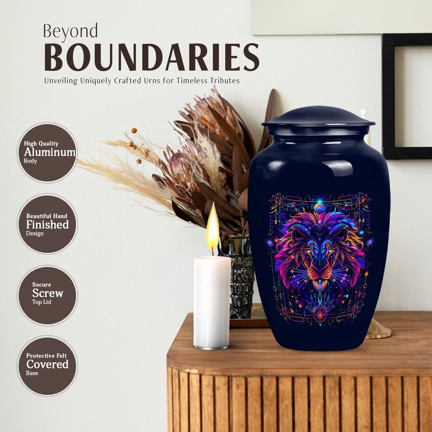 10-inch Aluminium Zodiac themed cremation urn