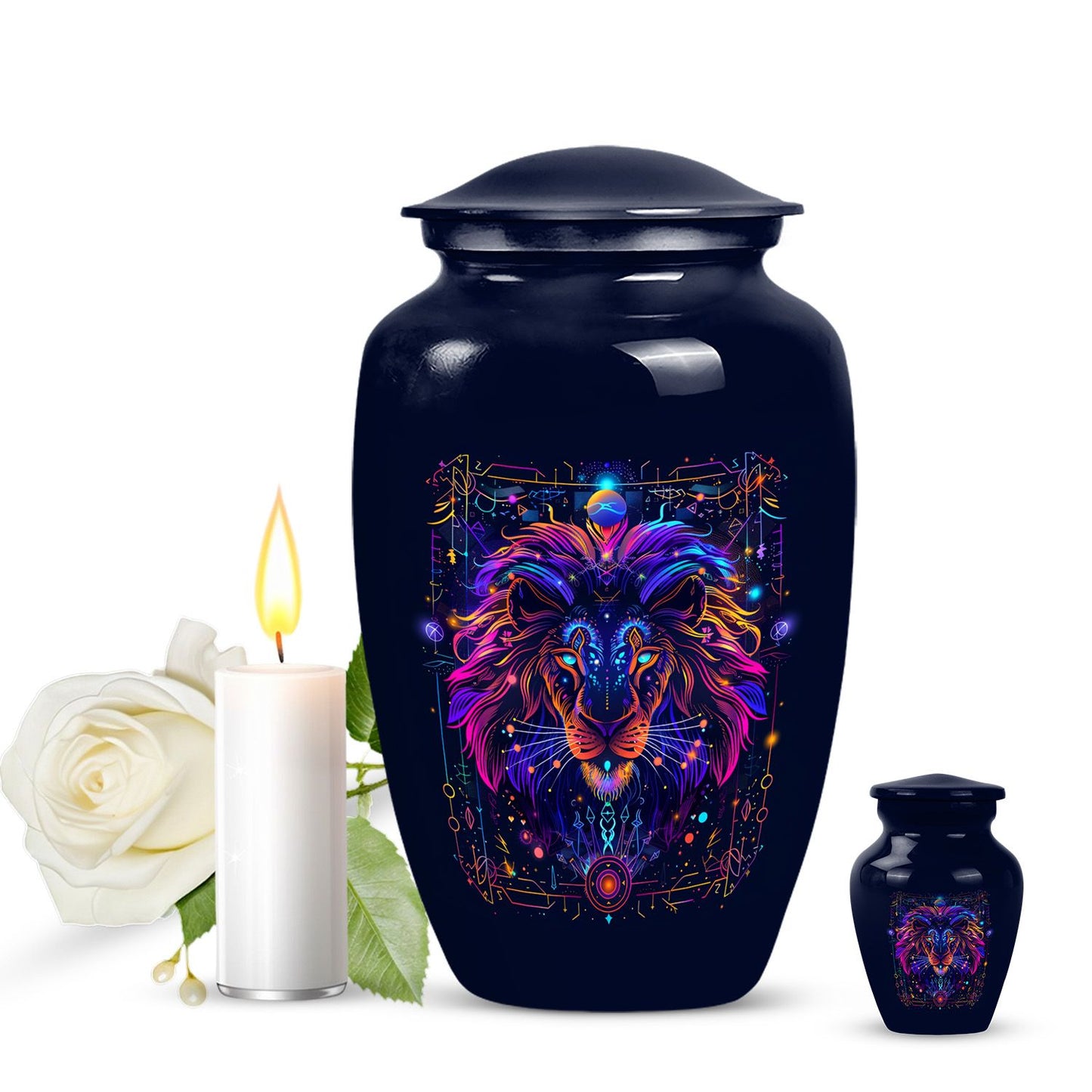 Personalized Lion Cremation Urn for Men - 10-inch, 200 cu in - Yatskia