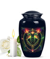 Zodiac-themed classic cremation urn.