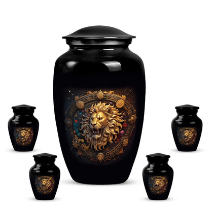 Personalized Lion Cremation Urn for Men - 10-inch, 200 cu in - Yatskia