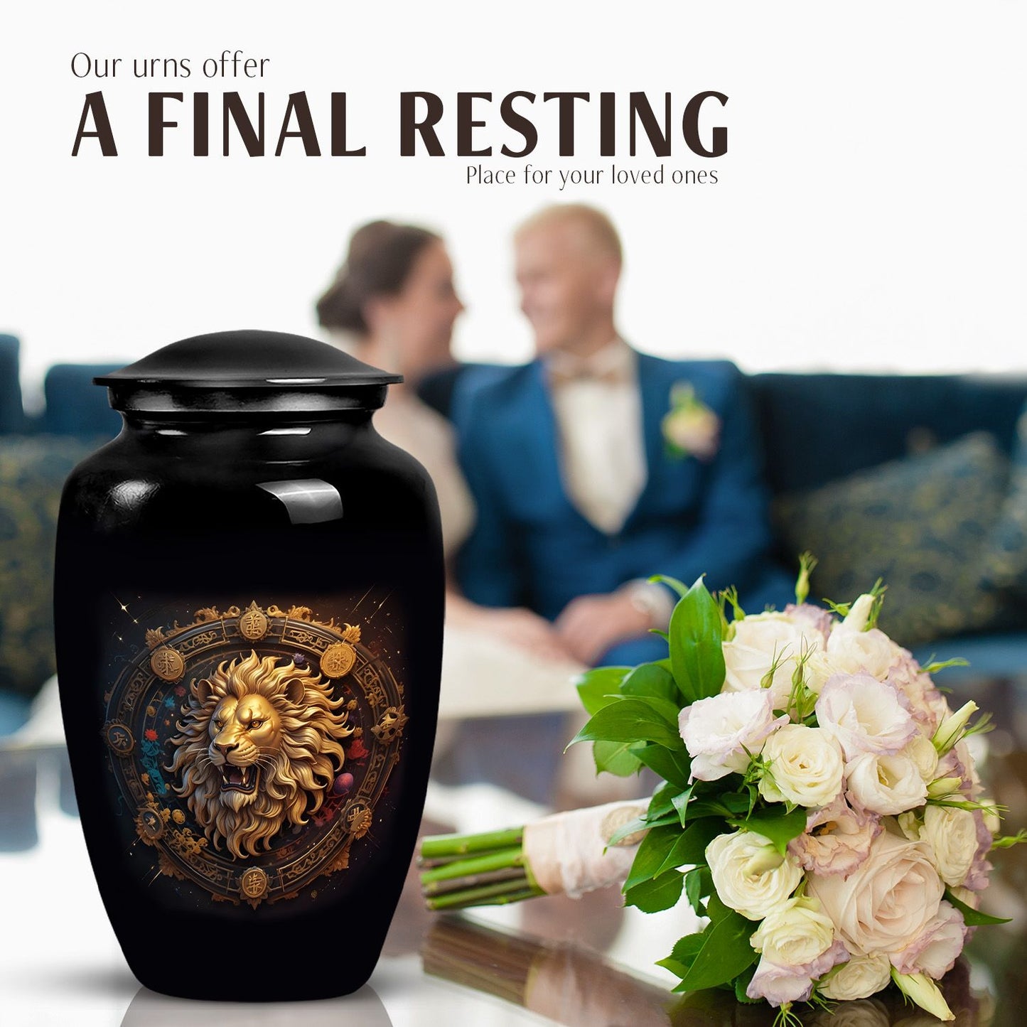 Classic 10-inch Zodiac Urn made of Aluminium.