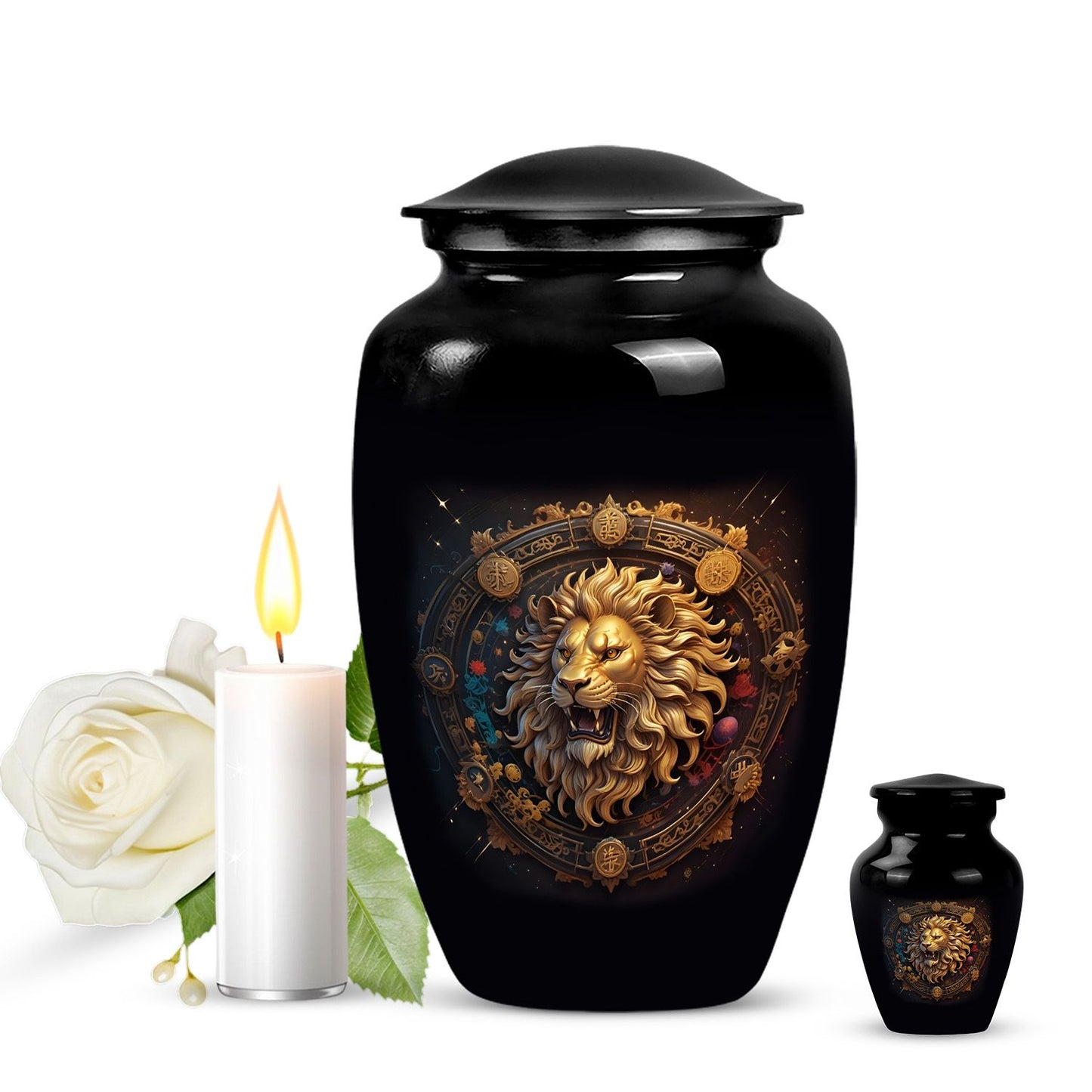 Classic 10-inch Zodiac Urn made of Aluminium.