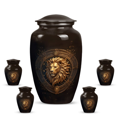 Personalized Lion Memorial Urn for Human Ashes - 10-inch, 200 cu in - Yatskia